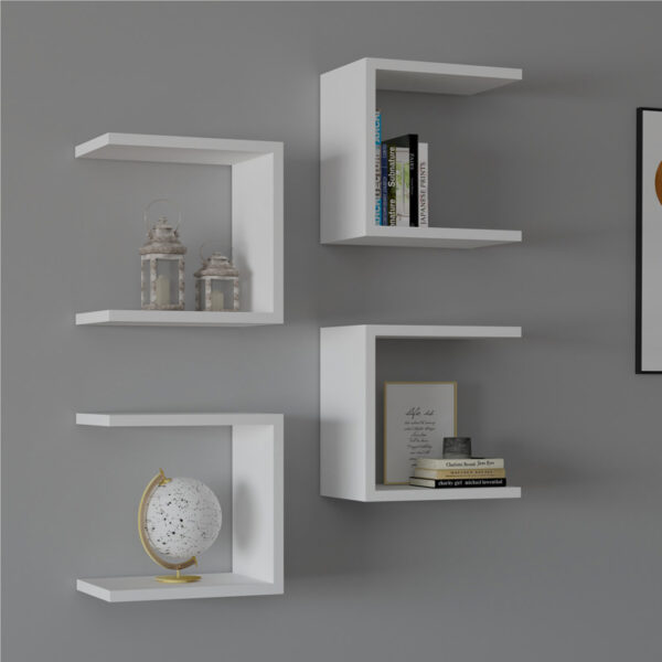 Perari 4pcs wall shelf in white shade 30x19.6x30cm