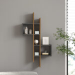 Garel wall shelf in walnut-anthracite shade 53.8x19.6x108cm - Слика 2