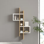 Garel wall shelf in oak-white shade 53.8x19.6x108cm - Слика 2