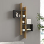 Garel wall shelf in oak-anthracite shade 53.8x19.6x108cm