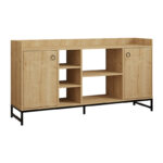 Делта комода во дабова боја со црни метални ногарки 160x40x85 см