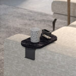 Linea side table in black marble finish with black metal legs 20x35x10cm - Слика 2