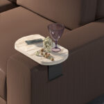 Linea side table in grey marble finish with black metal legs 20x35x10cm - Слика 2