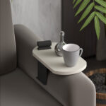 Linea side table in cream finish with black metal legs 20x35x10cm - Слика 2