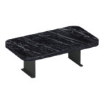 Linea I side table in black marble finish with black metal legs 20x35x10cm