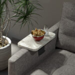 Linea I side table in grey marble finish with black metal legs 20x35x10cm - Слика 2