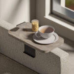 Linea I side table in anthracite  marble finish with black metal legs 20x35x10cm - Слика 2