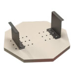 Side table Linea in cream color with black metal legs D34x10cm - Image 3