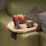 Side table Linea in sonoma color with black metal legs D34x10cm - Image 2