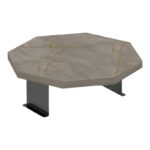 Side table Linea II in anthracite color with black metal legs D34x10cm