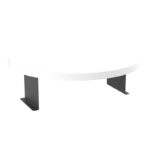 Linea side table in white with black metal legs D35.5x5cm