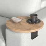 Linea side table in sonoma with black metal legs D35.5x5cm - Image 2