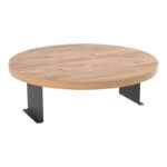 Linea side table in sonoma with black metal legs D35.5x5cm
