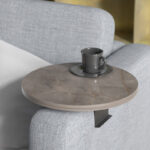 Linea side table in anthracite with black metal legs D35.5x5cm - Image 2