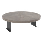 Linea side table in anthracite with black metal legs D35.5x5cm