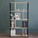 Fitabo bookcase-shelf, black metal, oak color, 75x22x151cm - Image 2