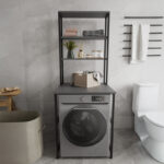 Kylie laundry cabinet, black metal, anthracite color, 60x60x180cm - Image 2