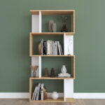Kadu bookcase in sonoma-white shade 72x22x147cm - Слика 2