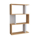 Полица за книги Каду во даб-бела нијанса 72x22x108 см