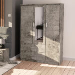 Wardrobe Olympus with 3 doors and drawers+mirror in antique anthracite colour 120x57x183 - Слика 2