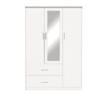 Wardrobe Olympus with 3 doors and drawers+mirror in white colour 120x57x183 - Слика 3