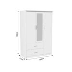 Wardrobe Olympus with 3 doors and drawers+mirror in white colour 120x57x183 - Слика 4