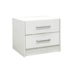 Nightstand Olympus with 2 drawers in white colour 47.5x40.5x40.5