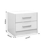 Nightstand Olympus with 2 drawers in white colour 47.5x40.5x40.5 - Слика 4