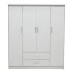 Wardrobe Olympus with 4 doors and drawers in white colour 159x57x183cm - Слика 2