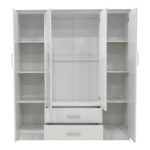 Wardrobe Olympus with 4 doors and drawers in white colour 159x57x183cm - Слика 3