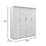 Wardrobe Olympus with 4 doors and drawers in white colour 159x57x183cm - Слика 4