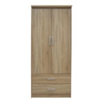 Wardrobe Olympus with 2 doors and drawers in light oak colour 81x57x183 - Слика 2