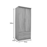 Wardrobe Olympus with 2 doors and drawers in light oak colour 81x57x183 - Слика 4