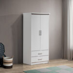Wardrobe Olympus with 2 doors and drawers in white colour 81x57x183 - Слика 2