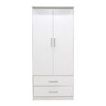 Wardrobe Olympus with 2 doors and drawers in white colour 81x57x183 - Слика 3