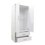 Wardrobe Olympus with 2 doors and drawers in white colour 81x57x183 - Слика 4