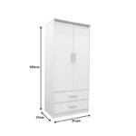 Wardrobe Olympus with 2 doors and drawers in white colour 81x57x183 - Слика 6
