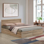 Bed Olympus with drawer in light oak color 140x200cm - Image 2