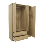 Wardrobe Olympus with 3 doors and drawers+mirror in light oak colour 120x57x183 - Слика 2