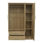 Wardrobe Olympus with 3 doors and drawers+mirror in light oak colour 120x57x183 - Слика 4