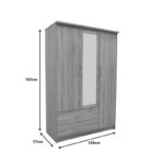 Wardrobe Olympus with 3 doors and drawers+mirror in light oak colour 120x57x183 - Слика 5