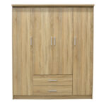 Wardrobe Olympus with 4 doors and drawers in light oak colour 159x57x183cm - Слика 2