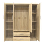 Wardrobe Olympus with 4 doors and drawers in light oak colour 159x57x183cm - Слика 4