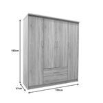 Wardrobe Olympus with 4 doors and drawers in light oak colour 159x57x183cm - Слика 5