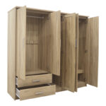 Wardrobe Olympus with 5 doors and drawers+mirror in light oak colour 198x57x183 - Image 2