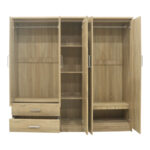 Wardrobe Olympus with 5 doors and drawers+mirror in light oak colour 198x57x183 - Image 4