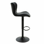 Bar stool Coozy adjustable height black matte metal with PU in black - Слика 4