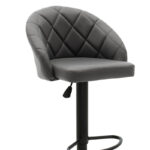 Bar stool Balina height adjustable black pu-black mtal 52x53x109cm - Image 2
