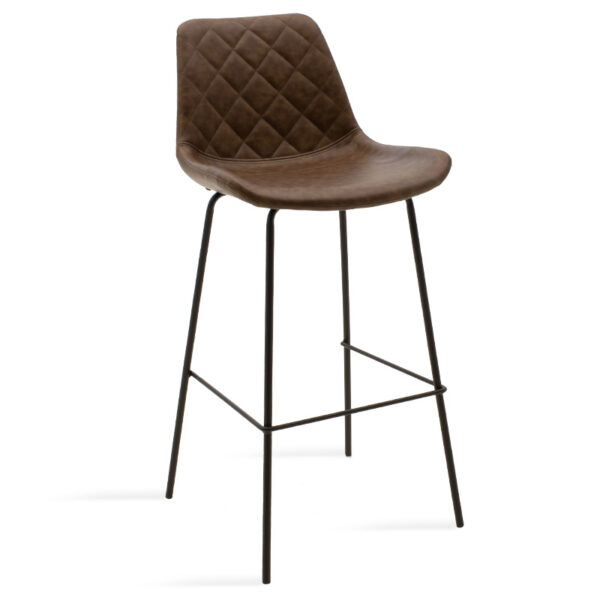 Bar stool Faith antique brown pu-black metal 50x54x104cm