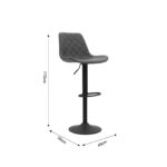 Bar stool Libra antique anthracite pu-black metal 49x55x115cm - Слика 4
